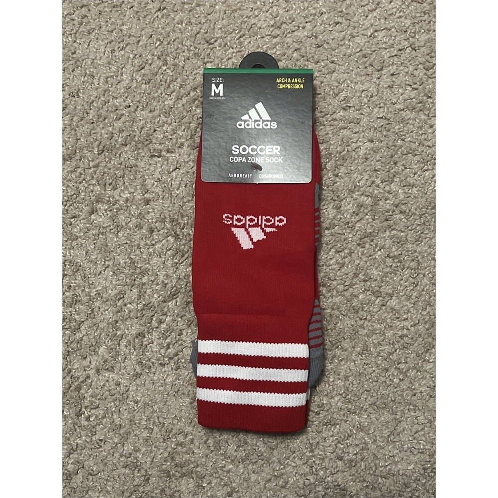 Adidas Black Soccer Socks - Climalite Cops Zone Cushion Size Medium - Red - NEW